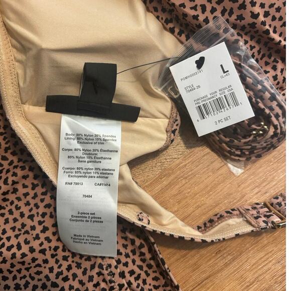 NWT A Pea In The Pod Maternity Cheetah Convertible Two Piece Swimsuit Size L - Picture 6 of 7